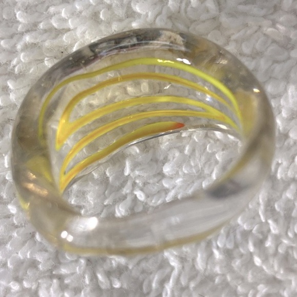 Vintage Art Glass Handmade Yellow Orange Band Ring - Picture 12 of 12